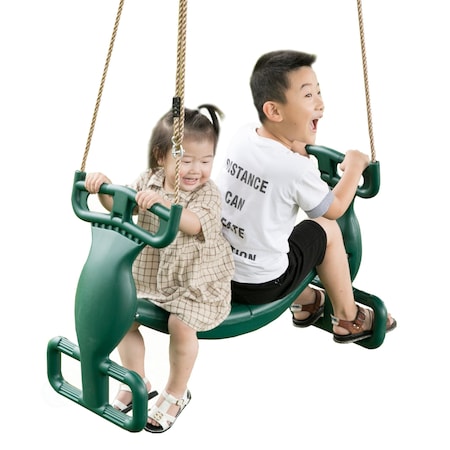 Playberg Plastic Double Glider Playground 2 Person Swing, Green QI003582G